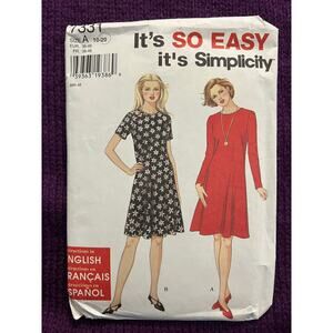 Simplicity 7331 Sewing pattern dress swing skirt 1990s size 10-20